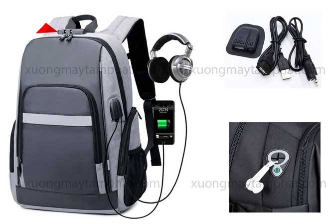 cổng sạc usb cho balo - xưởng may Tâm Phát