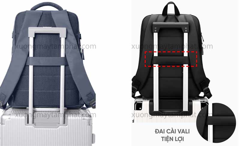 Chức năng đai cài vali tiện lợi của balo